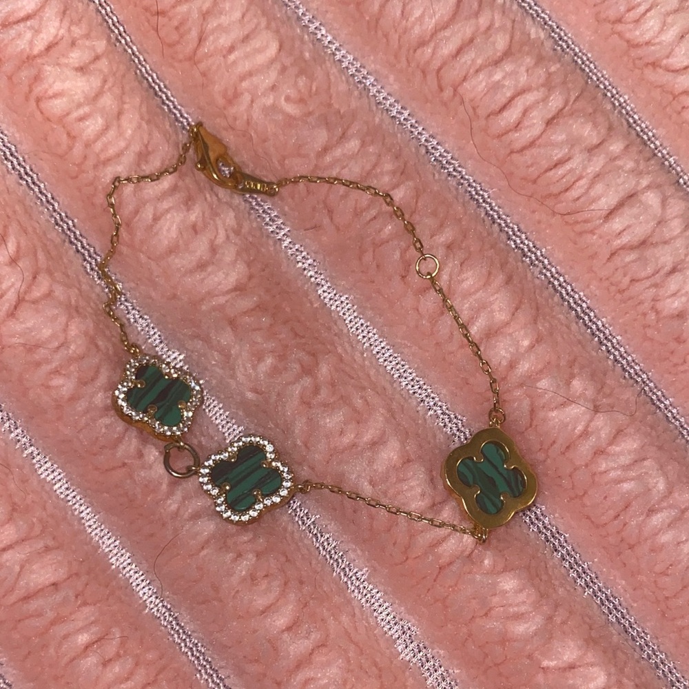 Gold and Green clover Bracelet